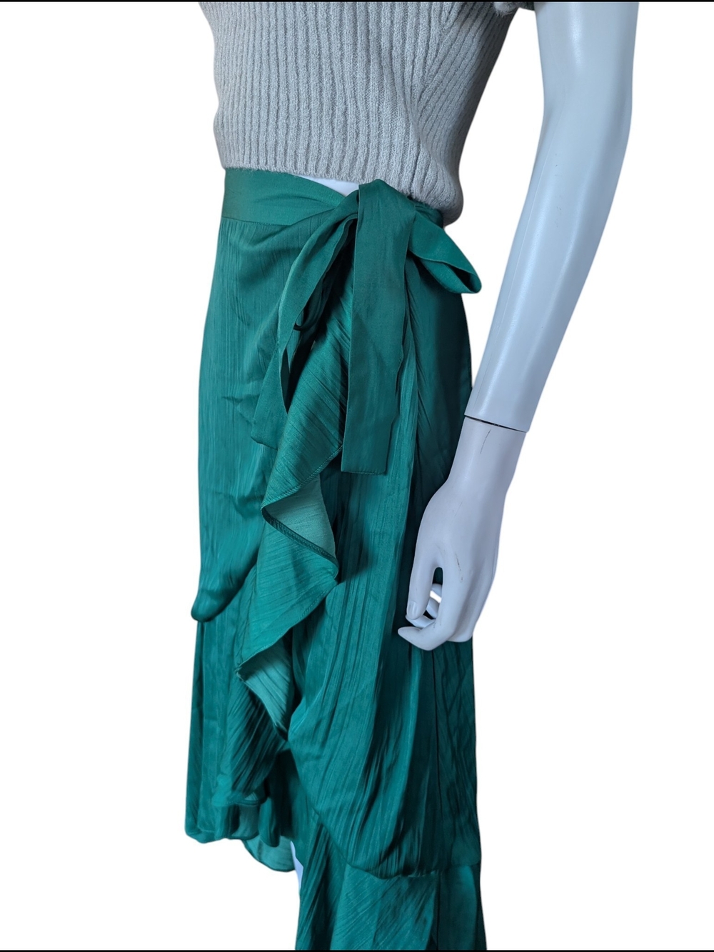 Anthropologie Maeve Ruffled WrapMaxi Skirt Evergreen - Picture 6 of 13
